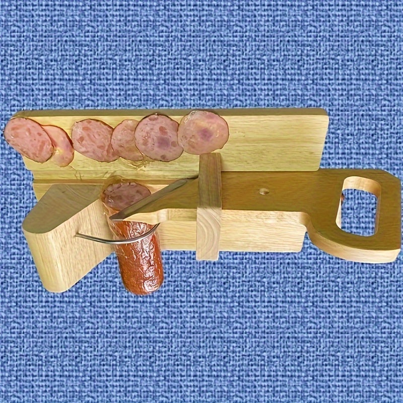 Manual Oak Wood Fruit and Vegetable Chopper with Stainless Steel Ham Slicer