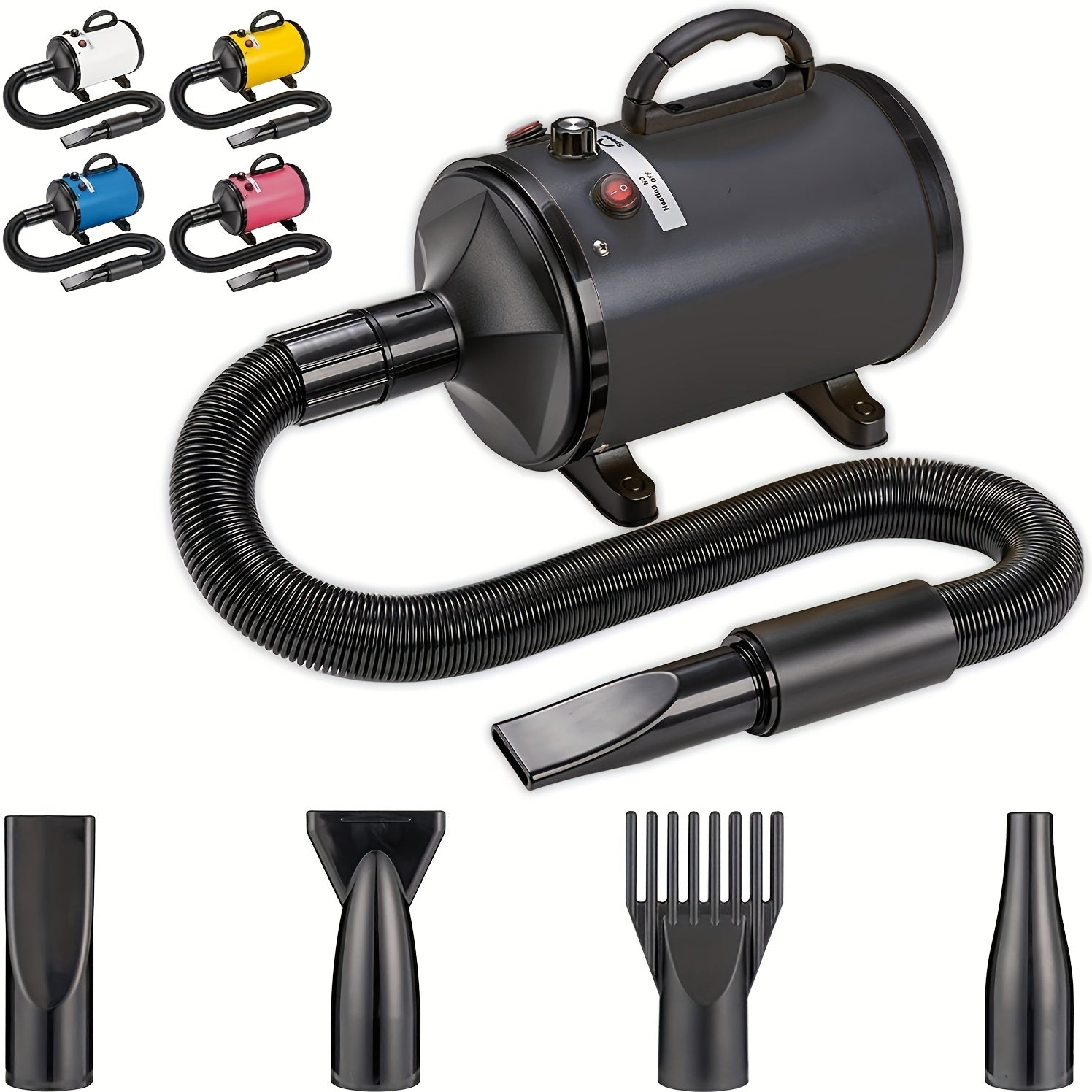 Pink High-Power Low-Noise Pet Hair Dryer for Large Dogs with Quick Drying and Adjustable Nozzles