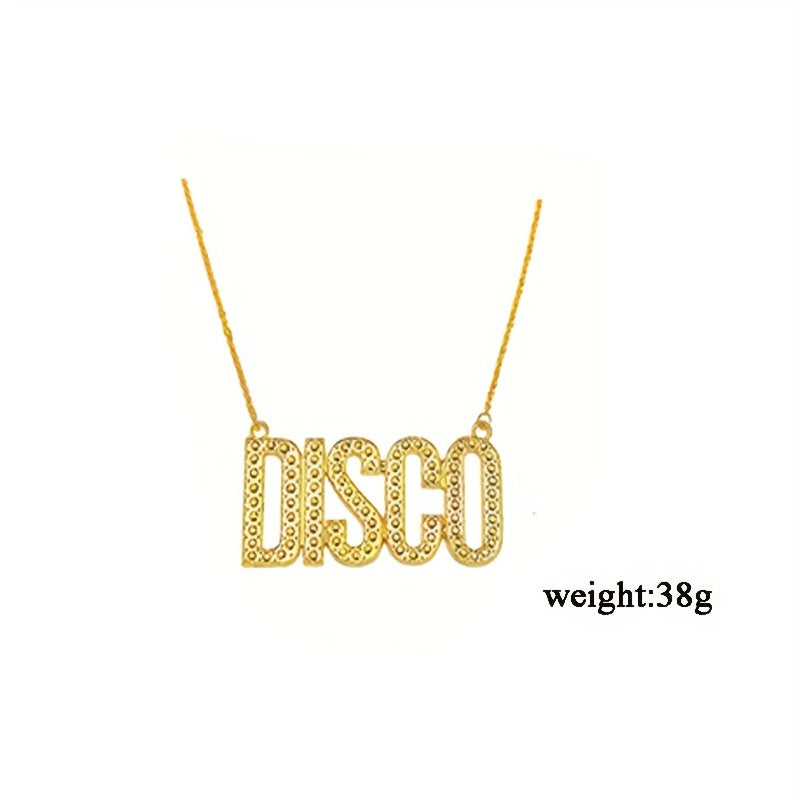 Set of 4 Nylon Coily Hair Wigs for Men with Glasses Mustache and Disco Necklace