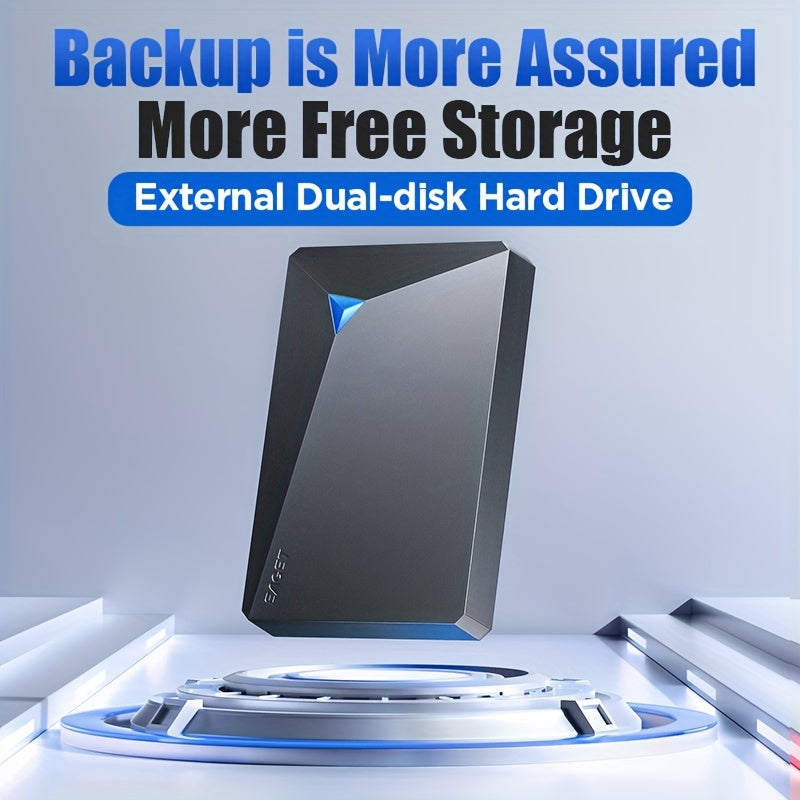 1TB Portable External Hard Drive USB 3.0 Dual Disk for PC Mac Laptop Gaming