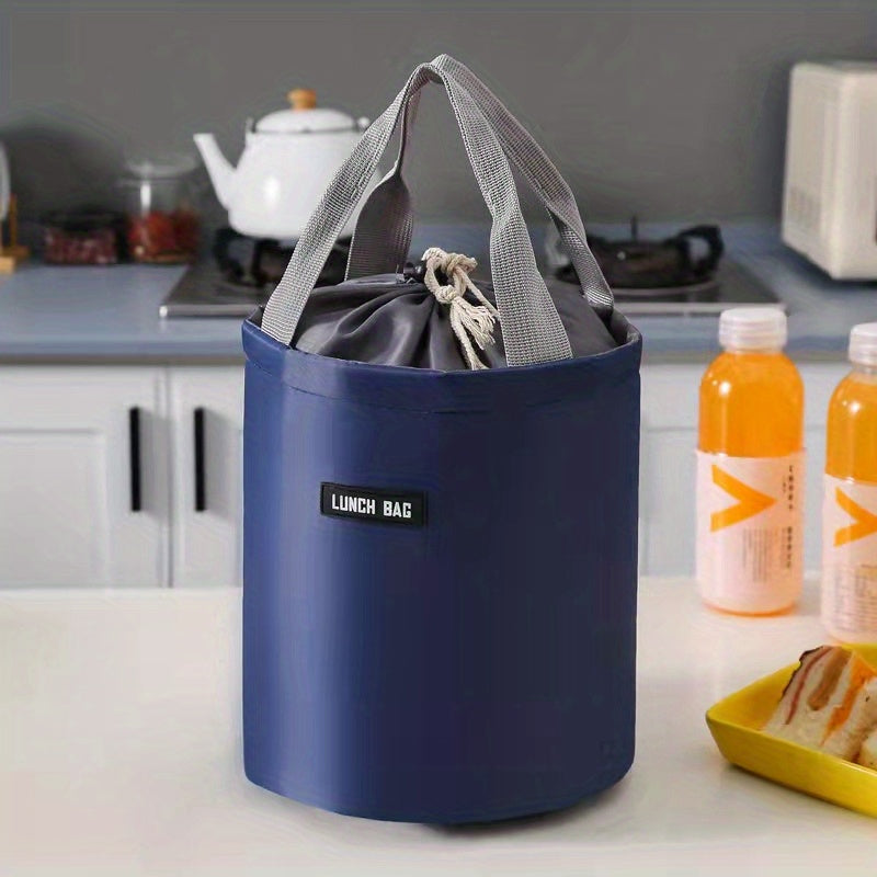 Twill silindr Bento sumkasi, muz paketi bilan, suv o'tkazmaydigan izolyatsiyalangan tushlik qutisi