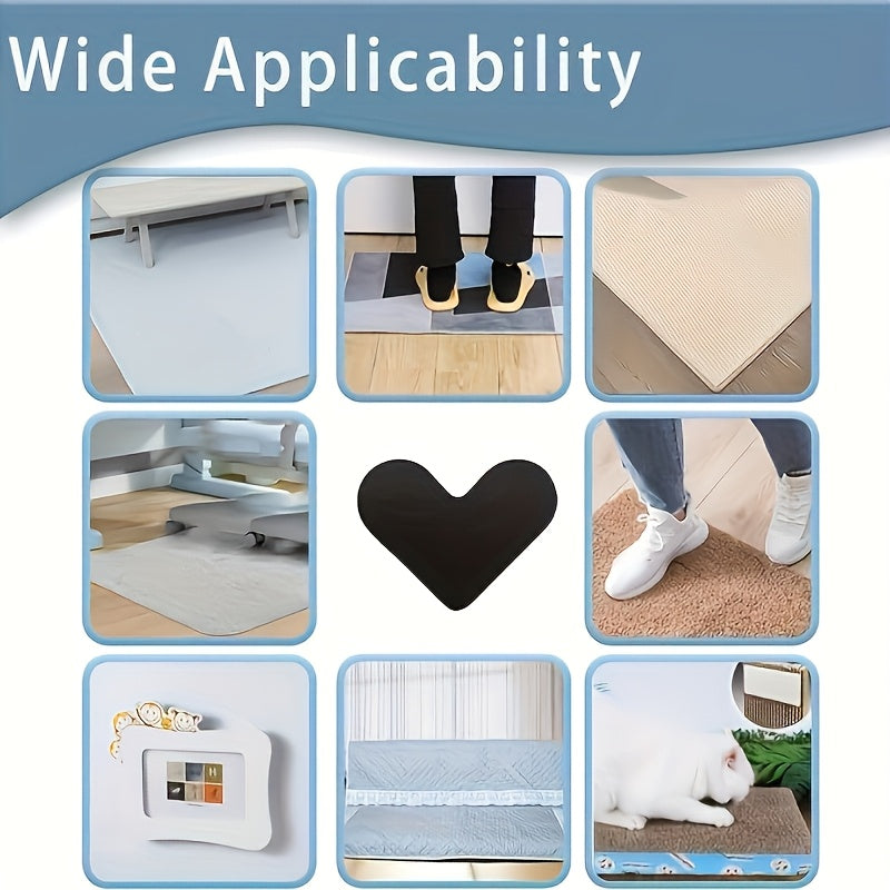 Yog'och va plitka pol uchun 4 ta qayta ishlatiladigan ikki tomonlama yopishqoqsiz gilam tutqich padlari to'plami