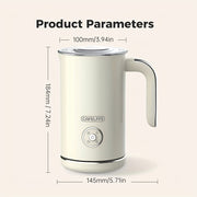 4 in 1 Stainless Steel Hot and Cold Milk Frother 8oz Automatic Shut-Off Beige