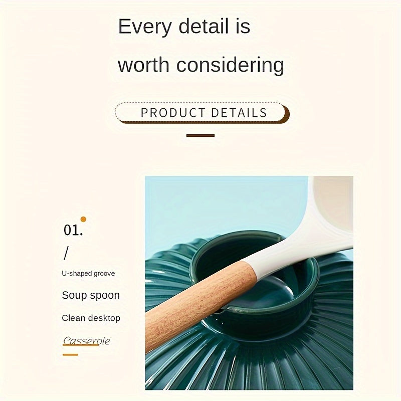 Красная/Зеленая 3L Традиционная Кастрюля из Сподумена с Нержавеющей Стальной Крышкой - Керамическая Чаша для Супа и Тушеного Мяса для Газовой Плиты, Идеально Подходит для Риса и Здорового Приготовления, Только Ручная Стирка