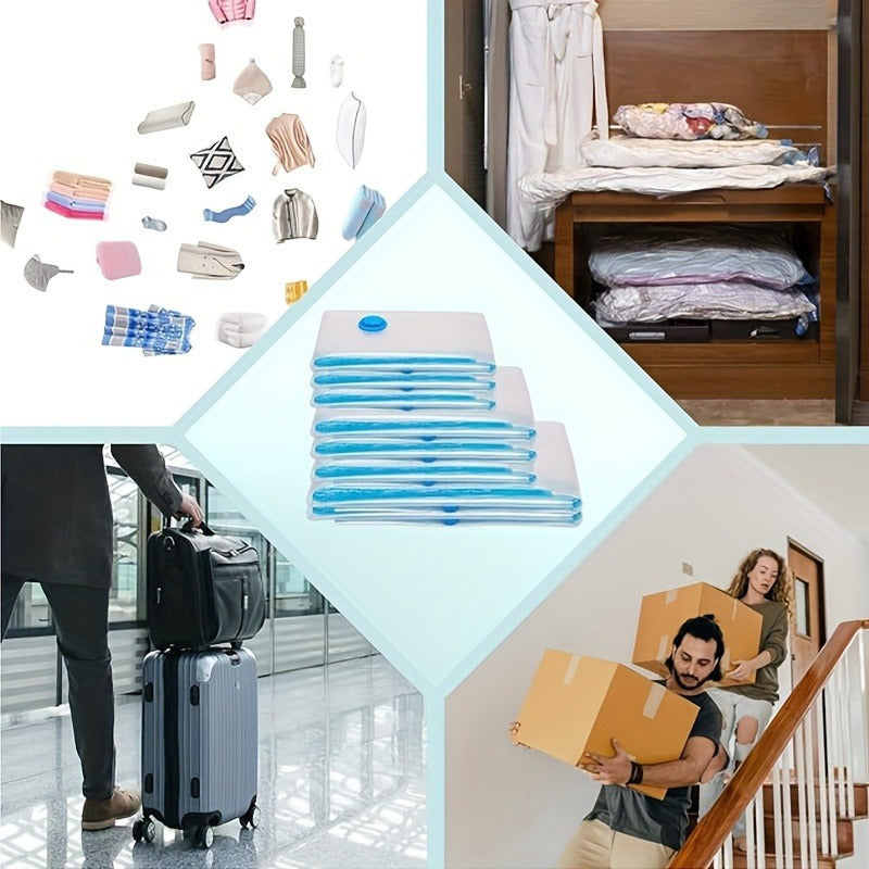 Bolsa de almacenamiento al vacío de un solo pieza que ahorra espacio para ropa con cierre de hebilla, organizador de viaje portátil