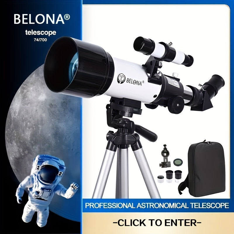 Adults' 70mm Aperture 400mm AZ Refractor Telescope for Astronomy and Stargazing with Smartphone Adapter