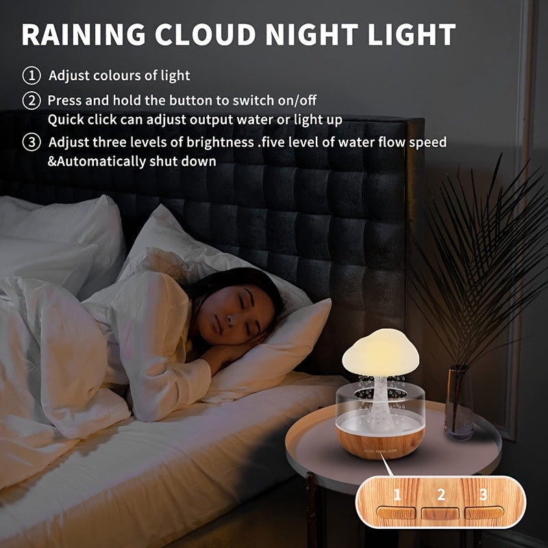 Creative Raindrop Humidifier with USB Battery and Rainbow Light Air Diffuser