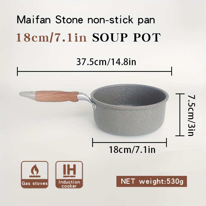 Aluminum Soup and Milk Pot with Glass Lid Non-Stick Easy to Clean for Omelets Soups Noodles