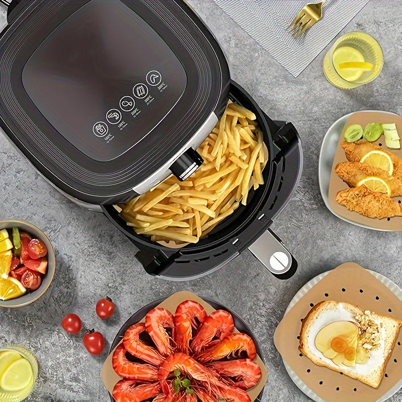 100 Square Parchment Paper Liners for Air Fryer Baking and Steaming