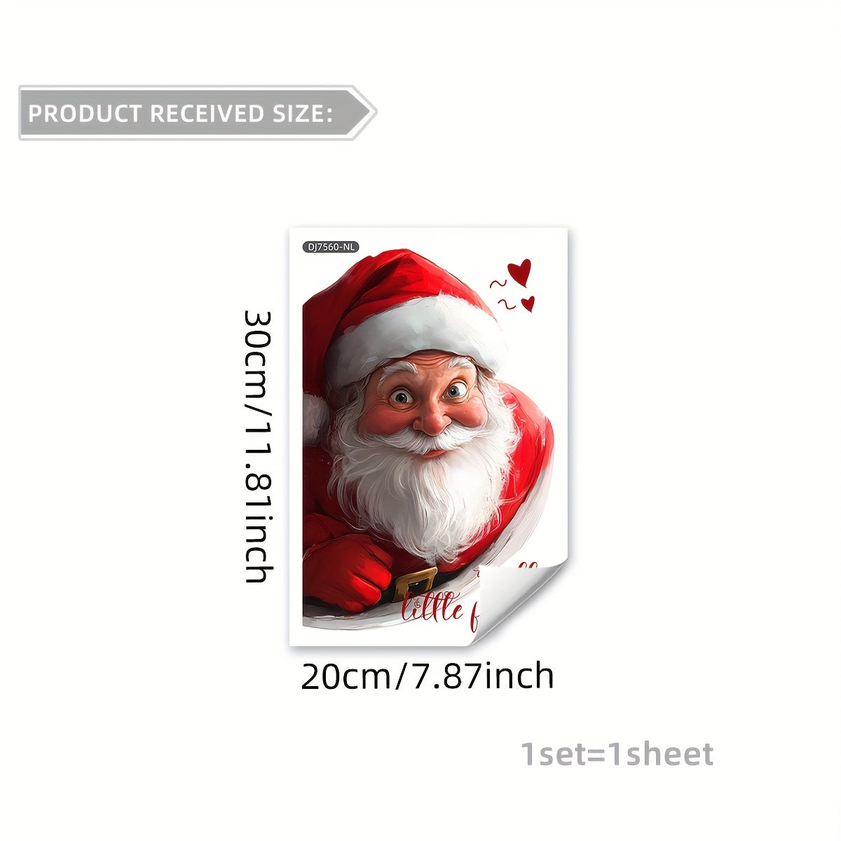 Santa Claus Double-Sided Window Sticker 20x30cm Christmas Holiday Decor