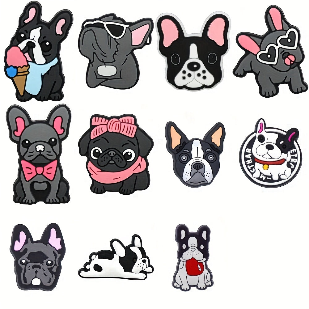 10/11/25 Pcs Soft Plastic French Bulldog Shoe Charms Dog Shoe Accessories for Sandals