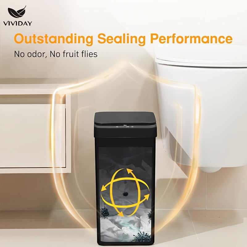 10L Smart-Sensing Trash Can with Lid Touchless Operation for Home Office Bathroom