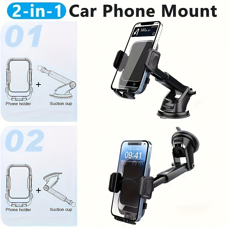 Universal PVC Car Phone Holder for Dashboards with Adhesive Gel Pads