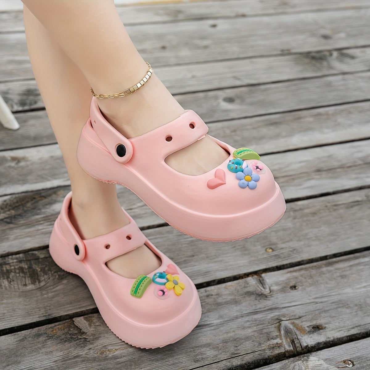 Women's EVA Slippers Summer Beach Shoes with Rotatable Back Strap, Anti-Slip Durable Sole