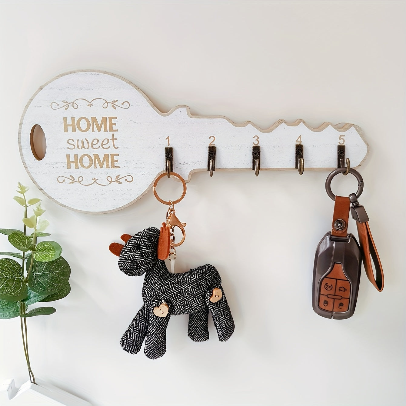 Estantería de pared con ganchos para llaves decoración retro para el hogar organizador de pared estético