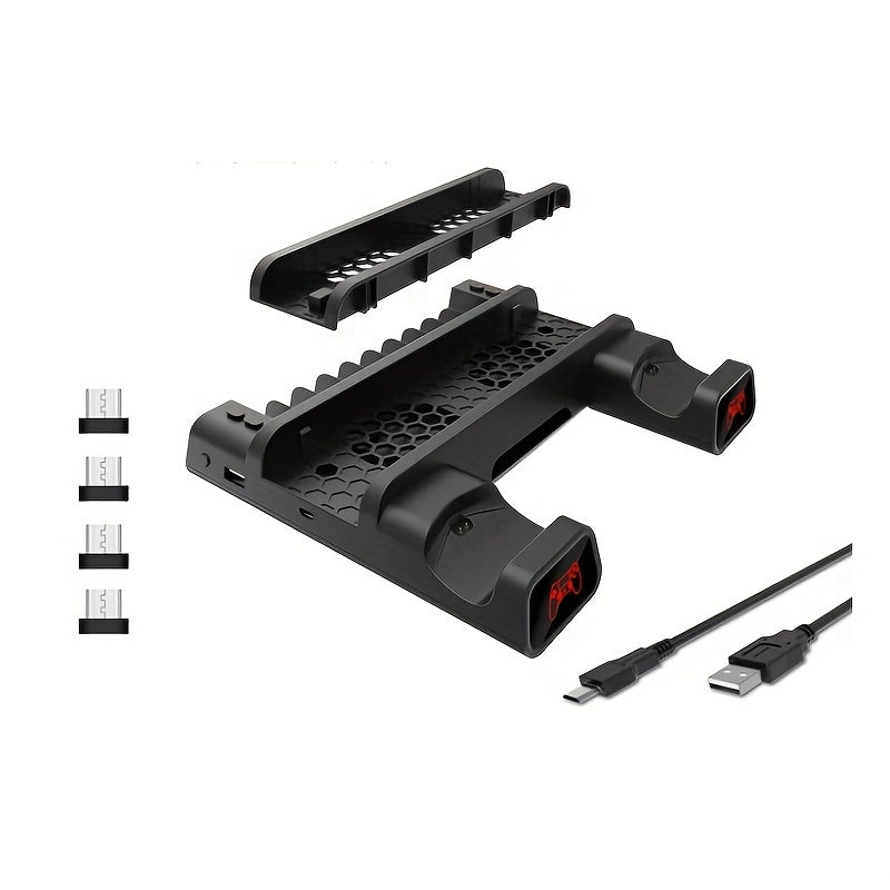 Soporte de enfriamiento para PlayStation 4 con indicador de luz de carga para mando, ranura para discos y almacenamiento para tarjetas de juego