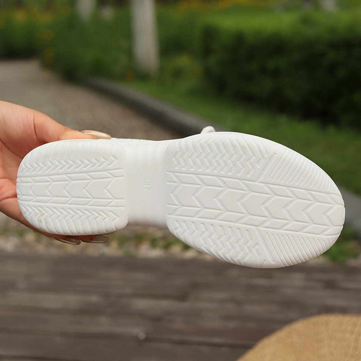 Women's White Slip-On Chunky Platform Sneakers Breathable Cushioned Heel