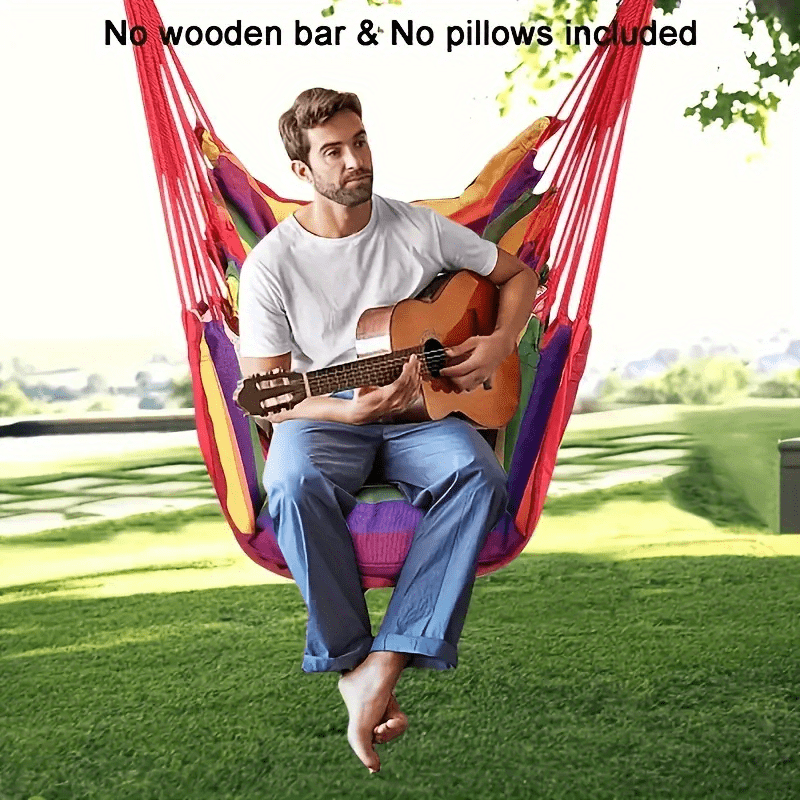 Durable Portable Hammock Chair with Striped Fabric for Outdoor Camping and Indoor Use