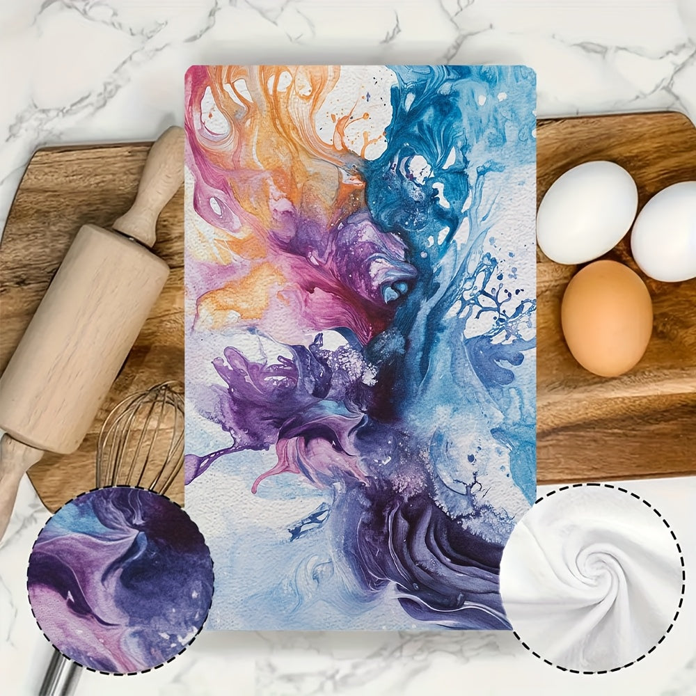 Set of 2 Colorful Abstract Kitchen Towels 40x60cm Soft Absorbent Dish Towels