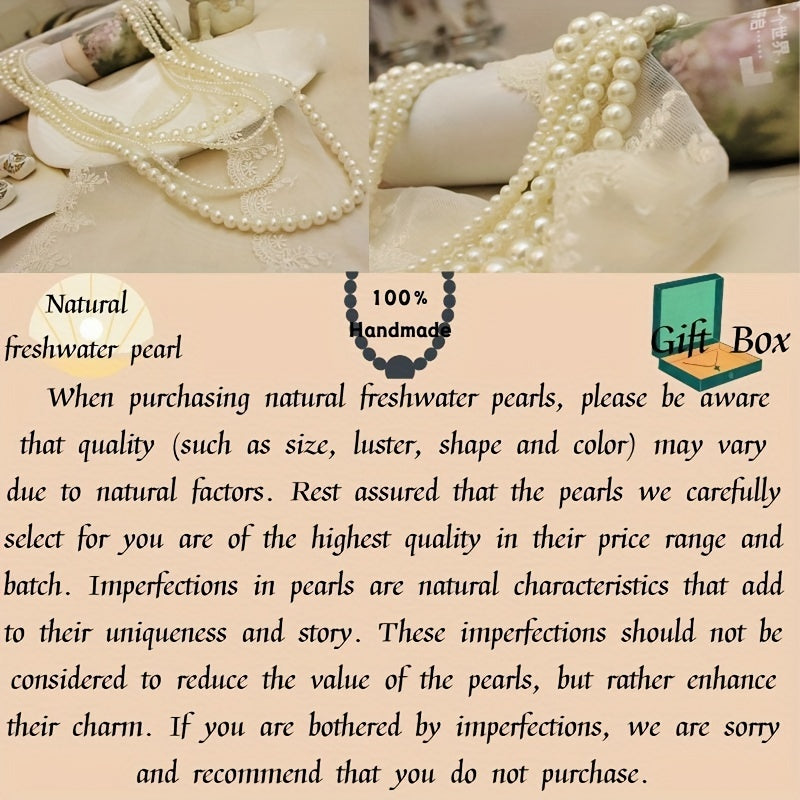 Святковое ожерелье из пресноводных жемчужин для женщин, многослойное, украшение из бусин, элегантное украшение для особых случаев