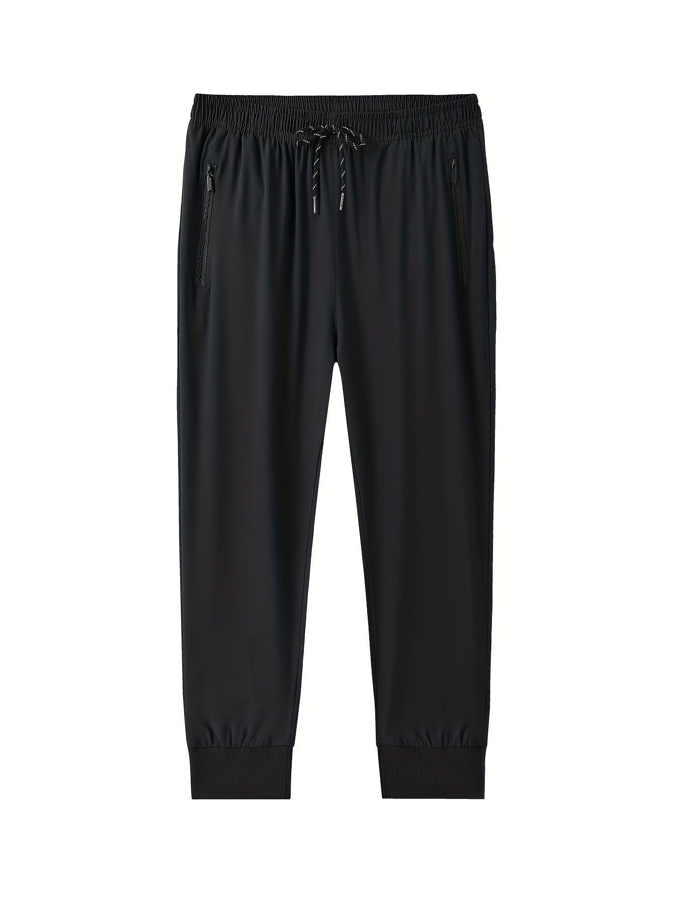 Men's Tapered Joggers Solid Color Polyester Blend Zipper Casual Spring Fall