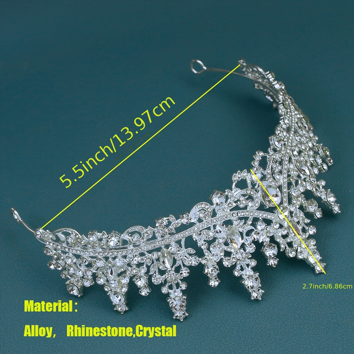 Обруч для волос с кристаллами и гребнем для свадеб и вечеринок
