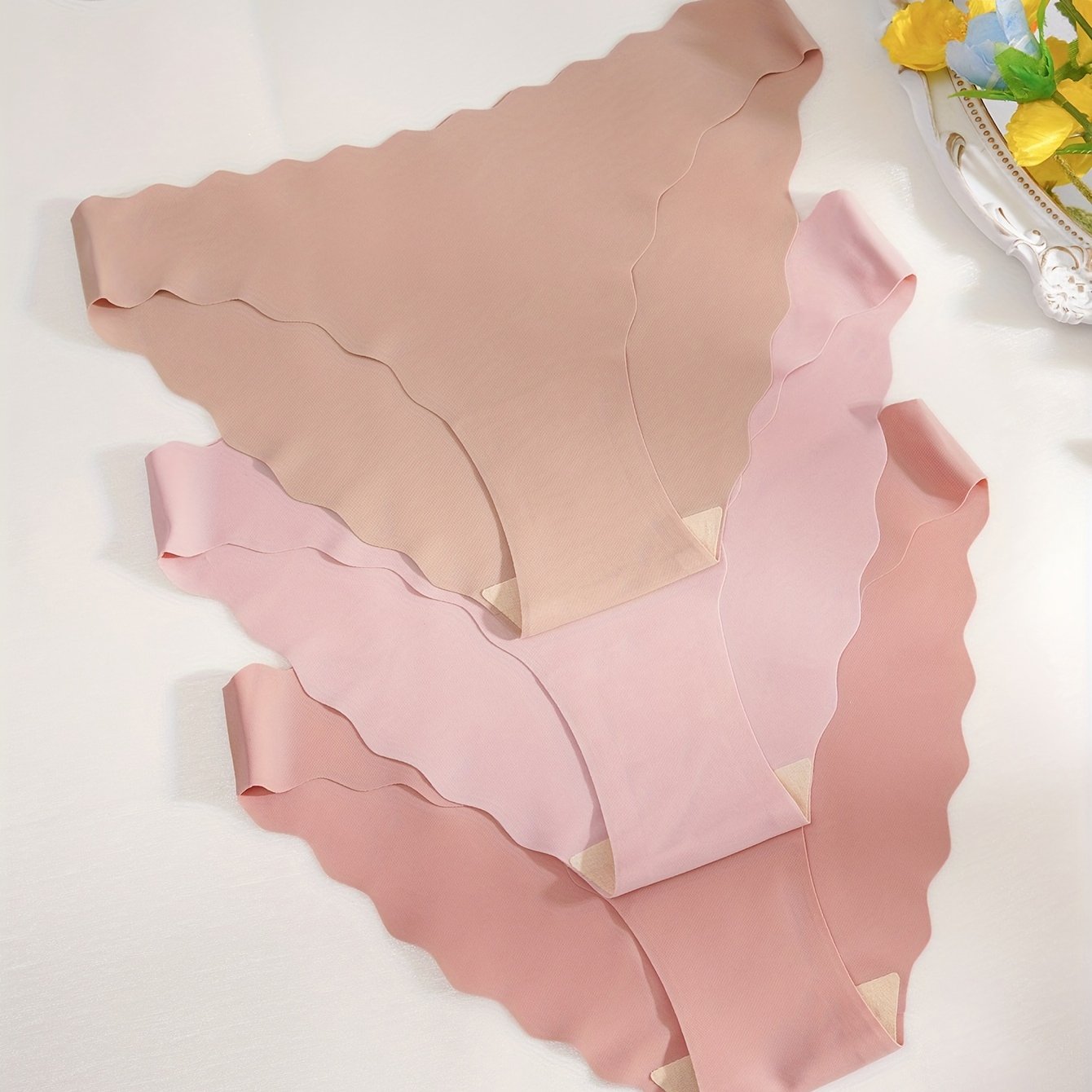 Pack de 3 braguitas sin costuras para mujer de color sólido, cómodas y elásticas