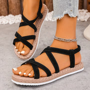 Women's Lightweight Flat Sandals Open-Toe Summer Slides with Adjustable Straps