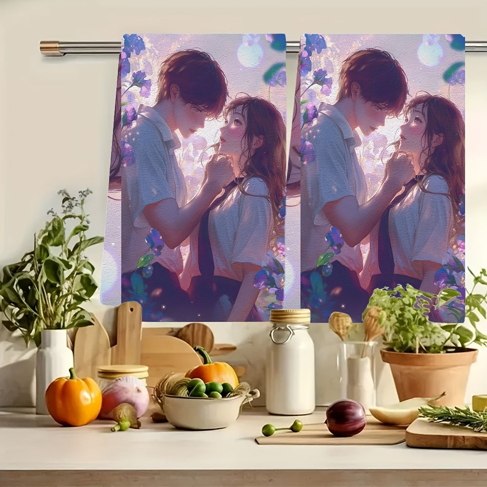 Set of 2 Ultra Soft Kitchen Towels 16x24 Inches Highly Absorbent Dish Hand Towels