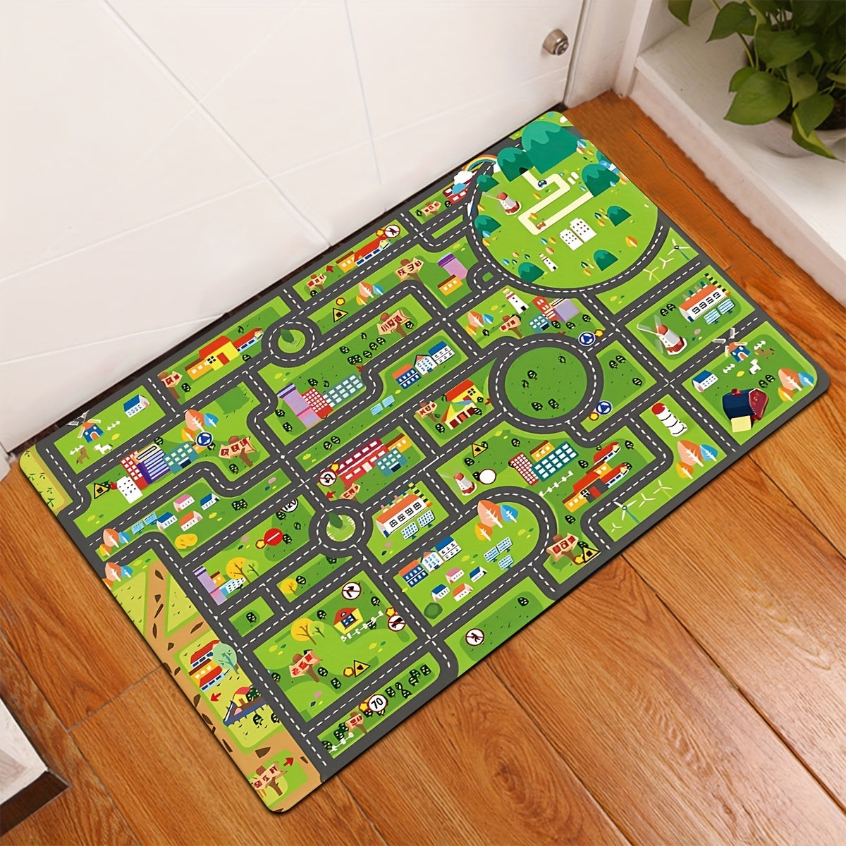 Kids Play Mat Soft Non-Slip Thick Flannel Rug for Kitchen Bathroom Living Room