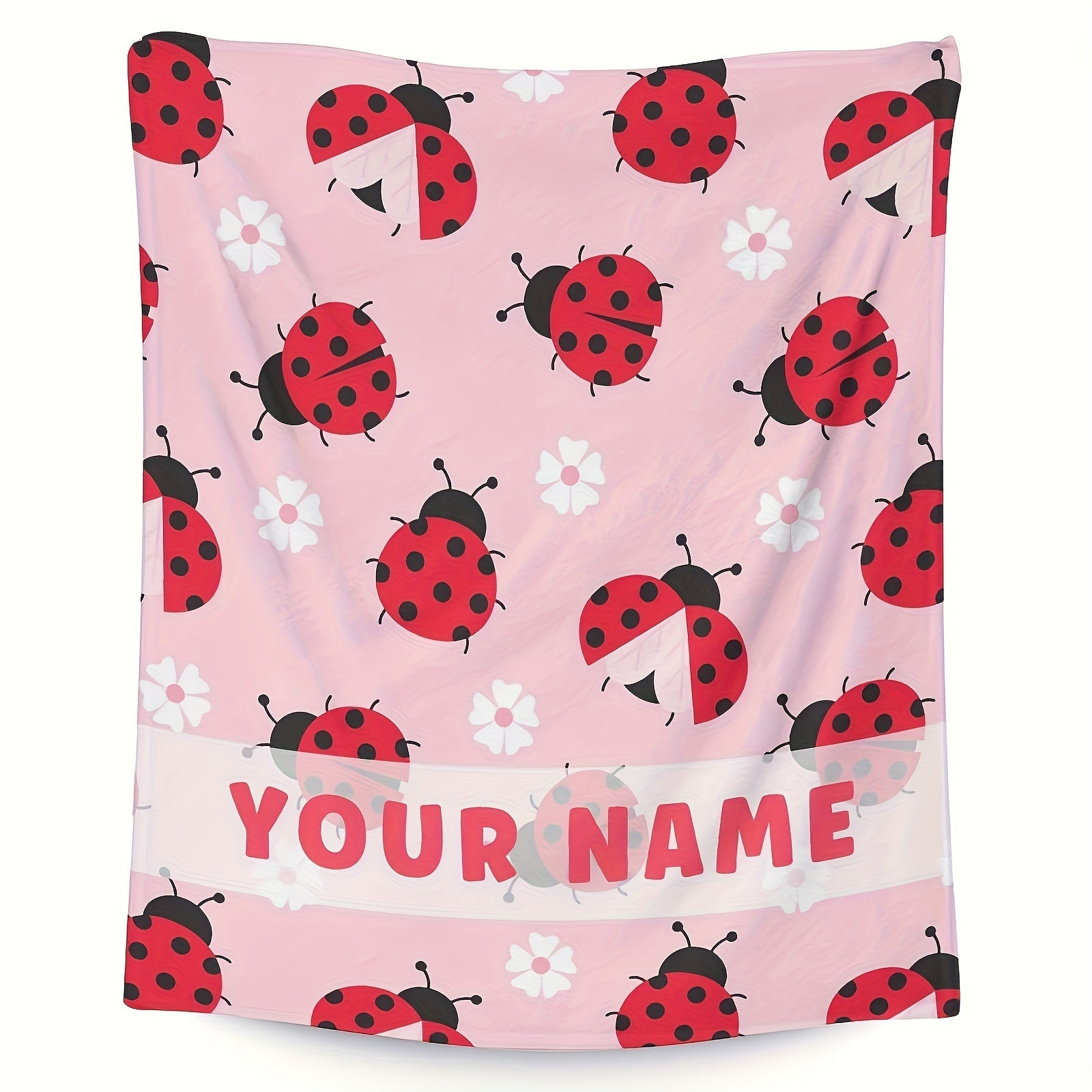 Personalized Ladybug Throw Blanket Flannel Fleece Lightweight for Sofa Bed Travel