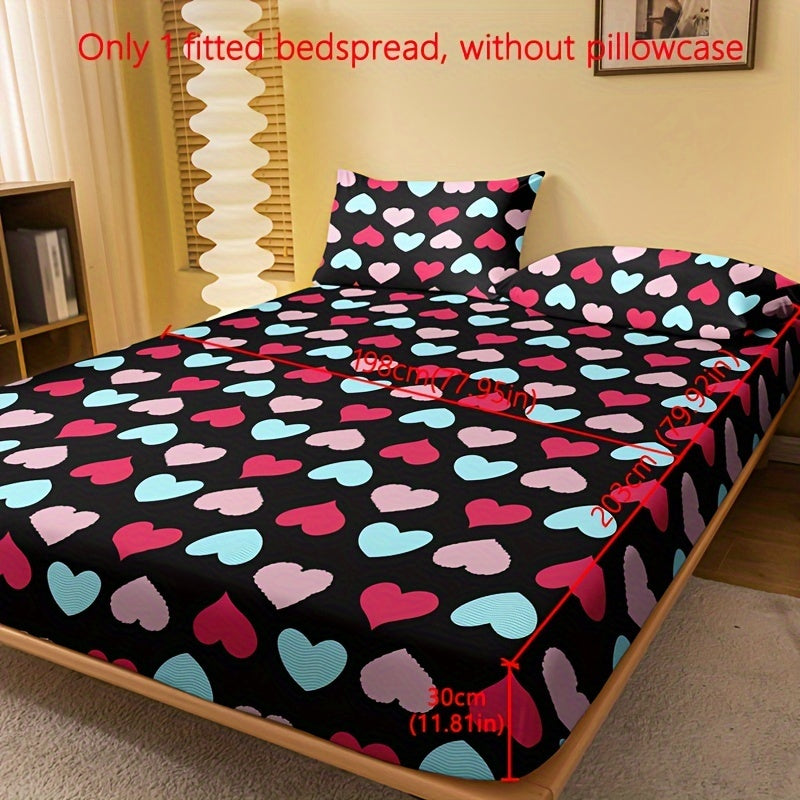 Soft Heart Print Fitted Sheet Deep Pockets Bed Bedroom Guest Room