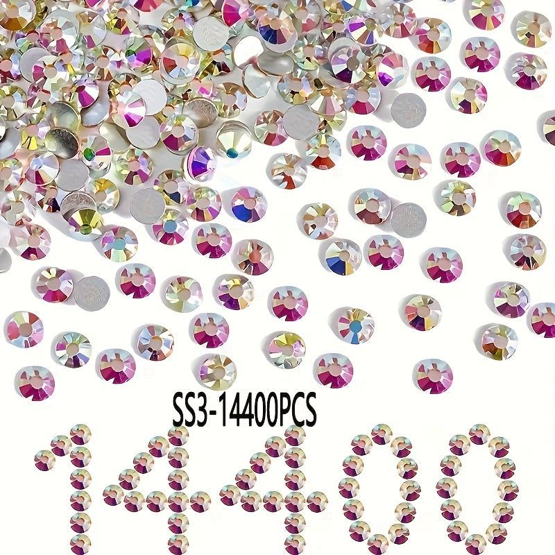 14400 Shisha Kristalli Flatback Rhinestones uchun Tirnoq San'ati, kiyim-kechak, poyabzal, sumkalar SS3 dan SS34 gacha