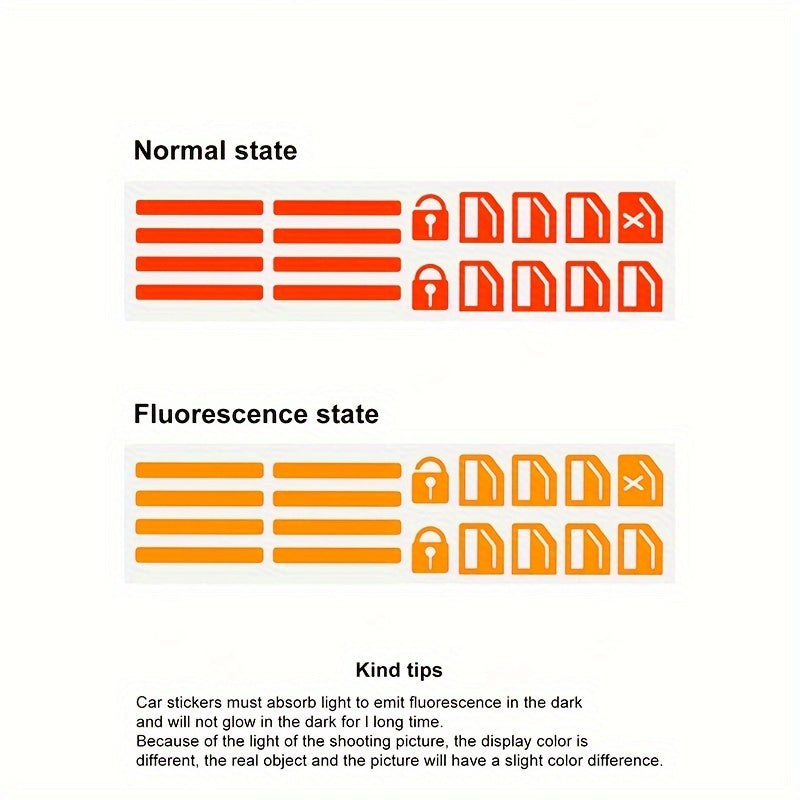 Universal moslik Yorug'likda porlaydigan Avtomobil kaliti tugmasi stikerlari PVC ichki o'rnatish uchun decal to'plami
