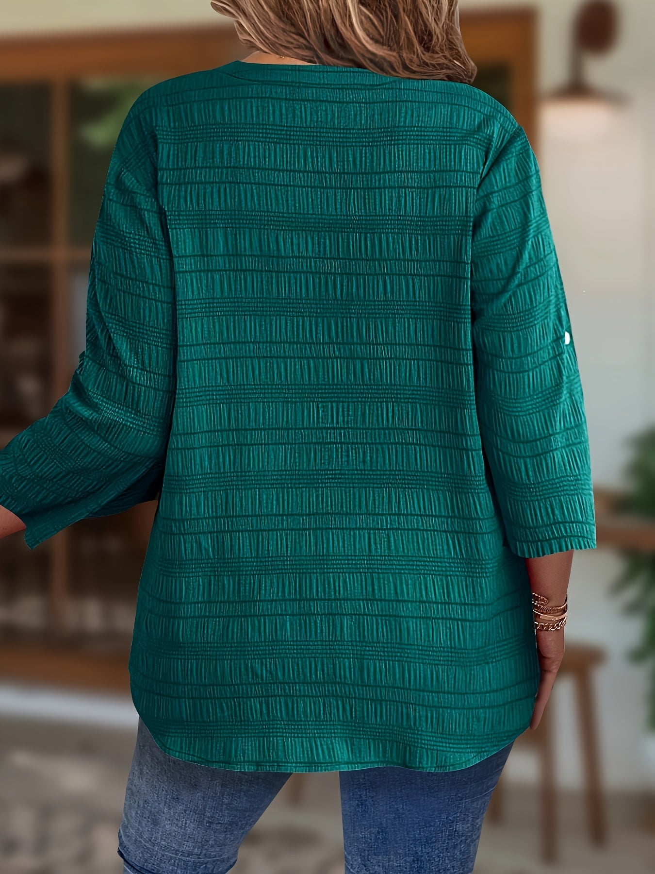 Women's Plus Size Pleated Blouse Lightweight Polyester Solid Color Spring Summer Top