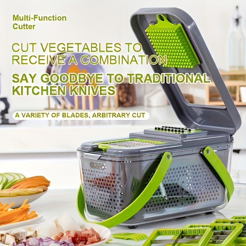 16/22 Combination Kitchen Vegetable Knife Set with 8 Stainless Steel Blades and Food Safe Containers