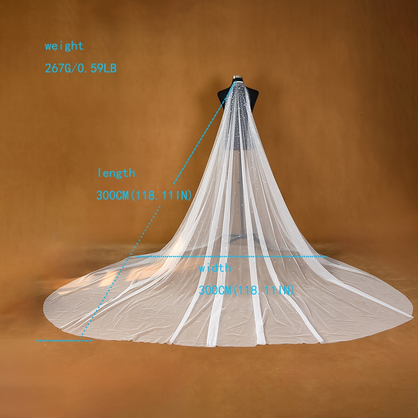 Bridal Veil with Rhinestones and Comb Single Layer Wedding Accessory