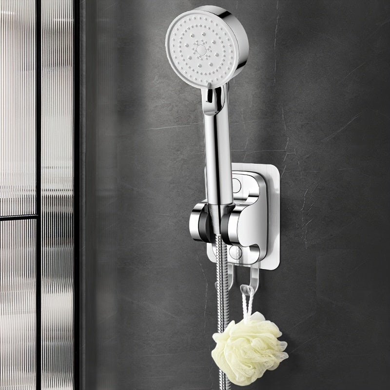 Juego de soporte para cabezal de ducha con acabado en cromo, base ajustable, flexible, con rociador de mano