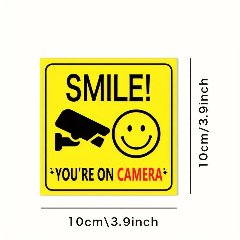 Set of 5 or 10 Smile You're On Camera Window Stickers for Security and Privacy