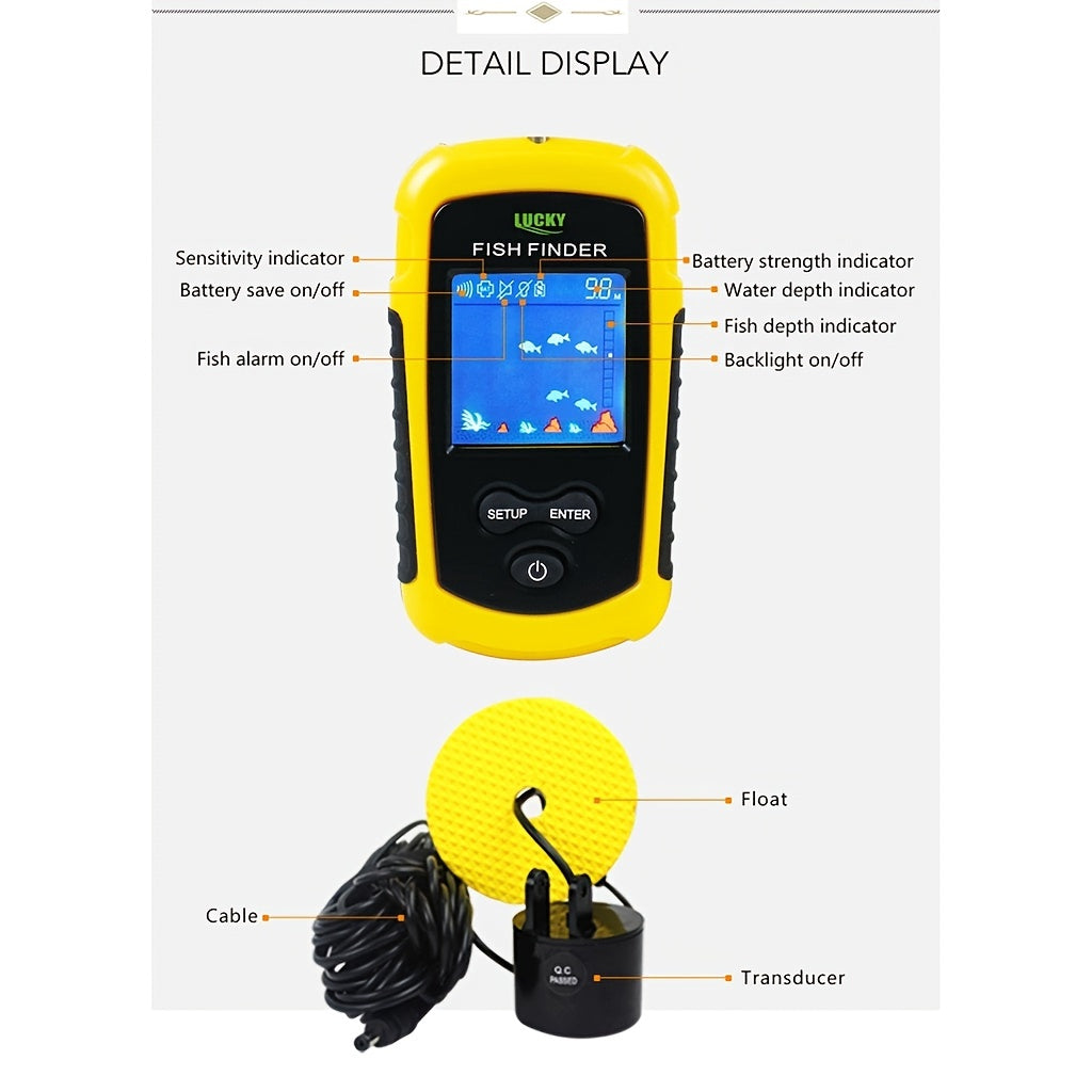 Wired Fish Finder with LCD Display Portable Depth Sensor for Outdoor Fishing