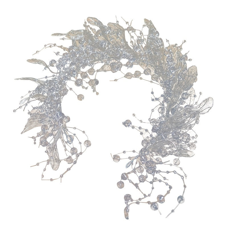 Handmade Crystal Bead Tiaras for Brides Wedding Hair Accessories Liquid Flower Design