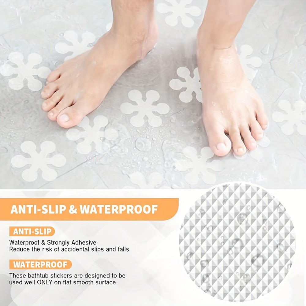 Non-Slip Snowflake Bathtub Stickers Sets of 3, 12, or 24 Transparent Floor Decals