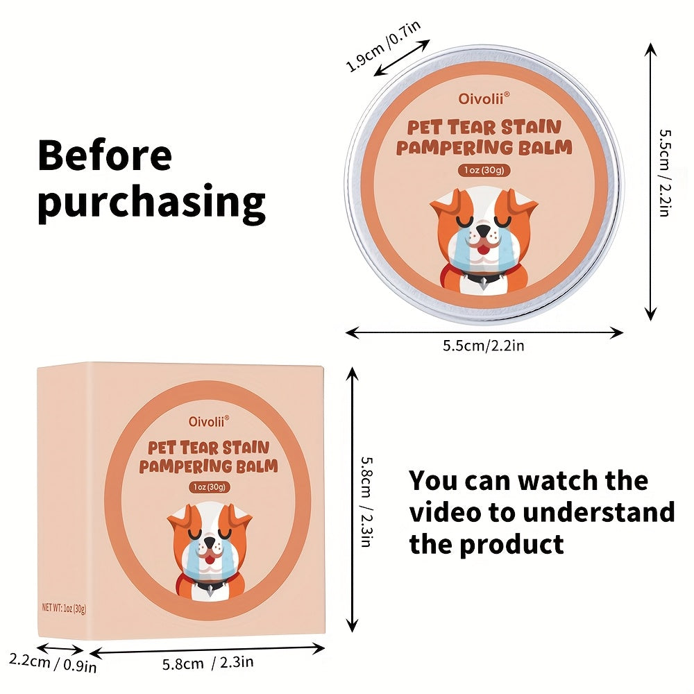 1oz Pet Tear Stain Care Balm for Dogs and Cats Gentle Eye Cleaning