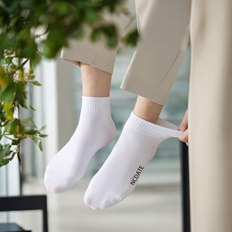 Men's Short Crew Socks 5 Pairs Breathable Casual Sports Outdoor Polyester Lycra