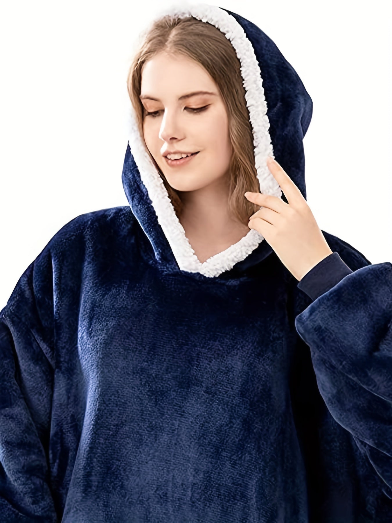 Plus Size Women's Fleece Robe with Pockets and Hooded Lounge Wear
