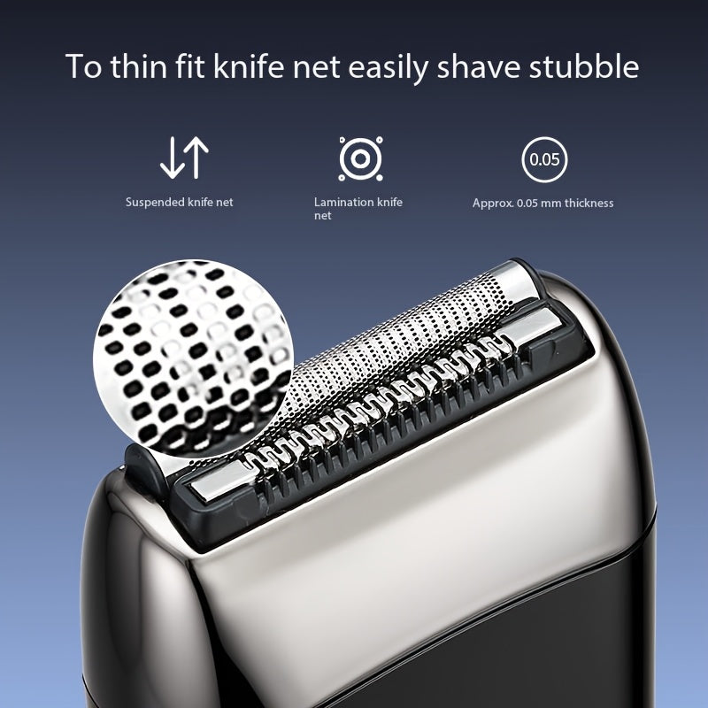 Aluminum foil shaver with LED display USB rechargeable dual blade portable for beard trimming travel