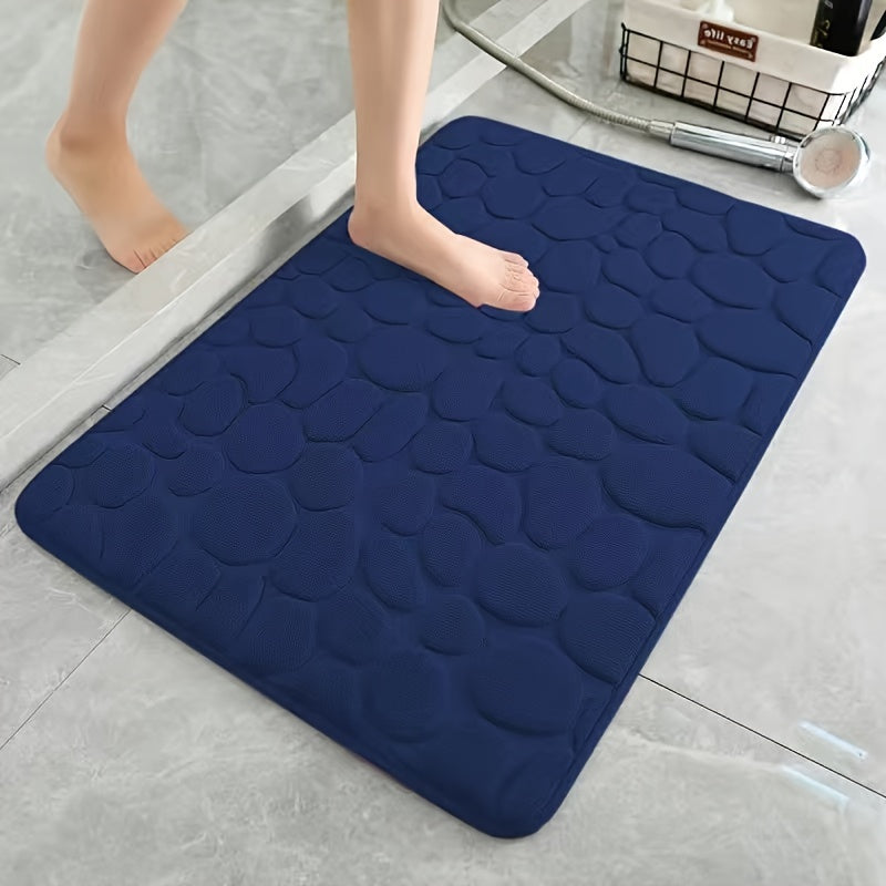 Coral Velvet Bath Mat Gray Pebble Non-Slip Ultra Absorbent 40x60cm Modern Bathroom