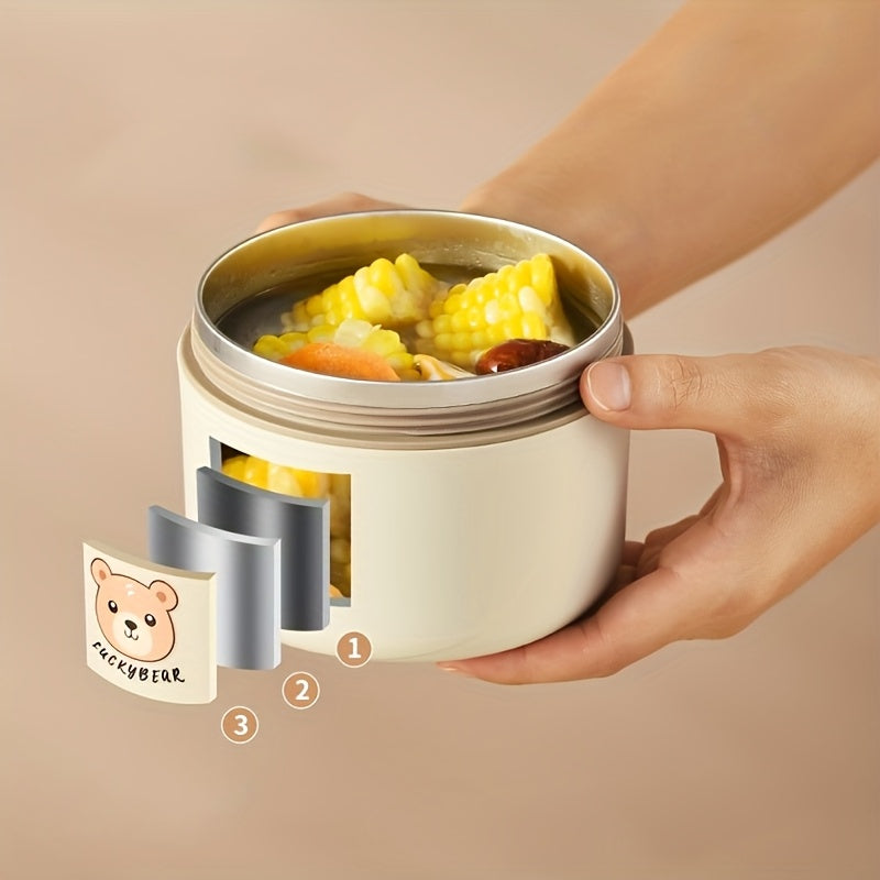 Stainless Steel Lunch Box with Microwave-Safe Soup Bowl Multi-Layer Bento for Students and Professionals