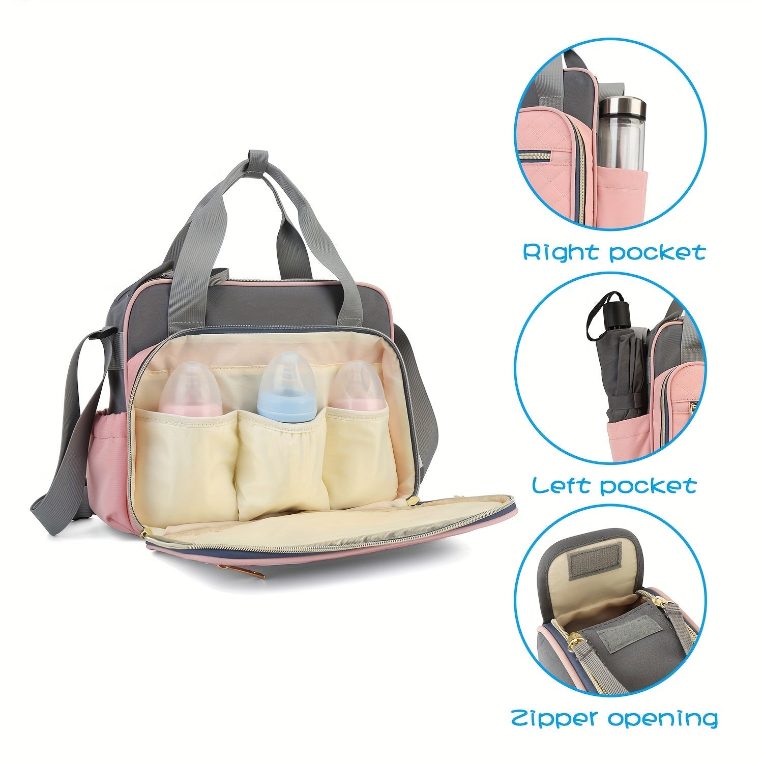 Oxford Fabric Diaper Bag Waterproof Crossbody Parent Bag for Travel and Storage