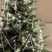 Guirnalda de cuentas de acrílico 3m, cuentas blancas y transparentes, decoración de boda y Navidad, adorno colgante